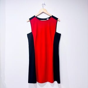 TRISTAN Black & red colorblock sheath dress | Sleeveless office look | Size 12 *